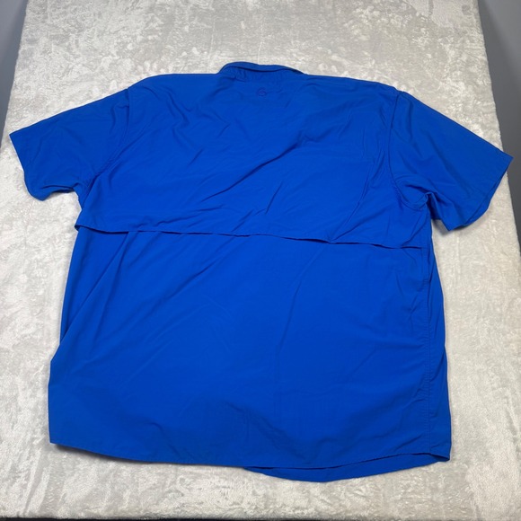 Magellan Outdoors Nylon Fishing Shirt 4XL Blue‎ Button Up Short Sleeve Relaxed - Picture 6 of 10
